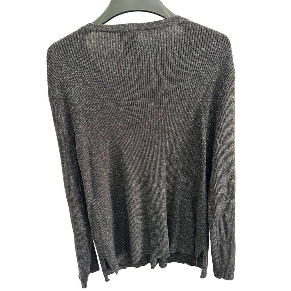 George‎ Woman Black Metallic Ribbed Button-Front Cardigan – Size 2X (22W/24W) - Picture 3 of 8